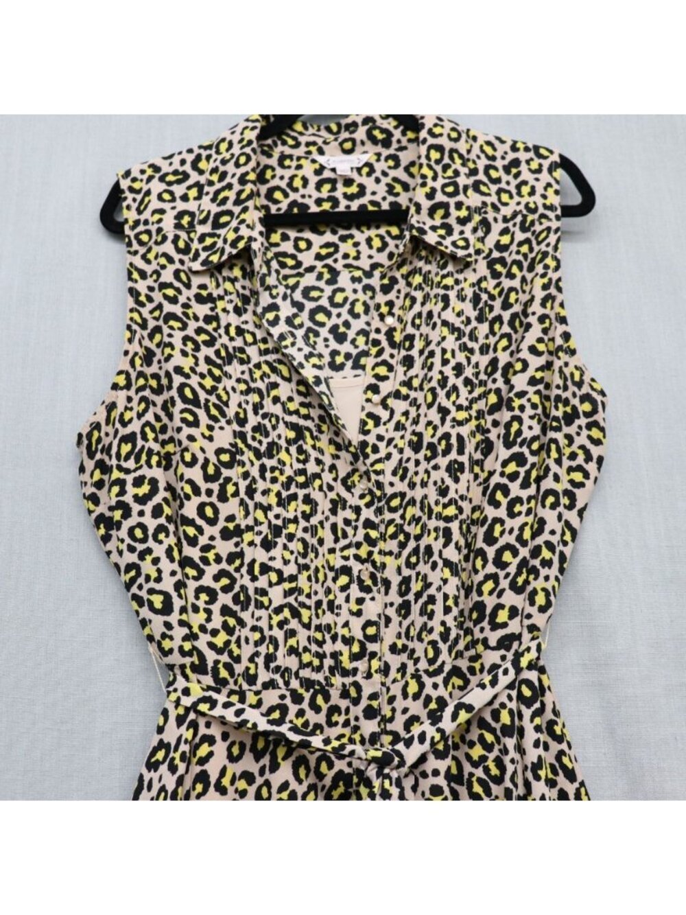 Nanette Lepore Leopard Print Pintuck Midi Dress 16 XL Sleeveless Fit & Flare - Picture 4 of 14